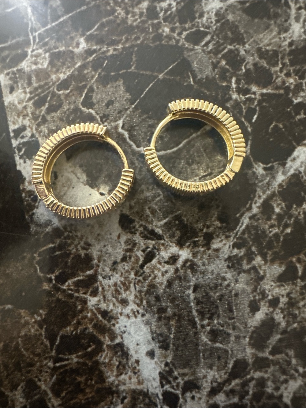 Ribbed Gold Hoop Earrings for Women